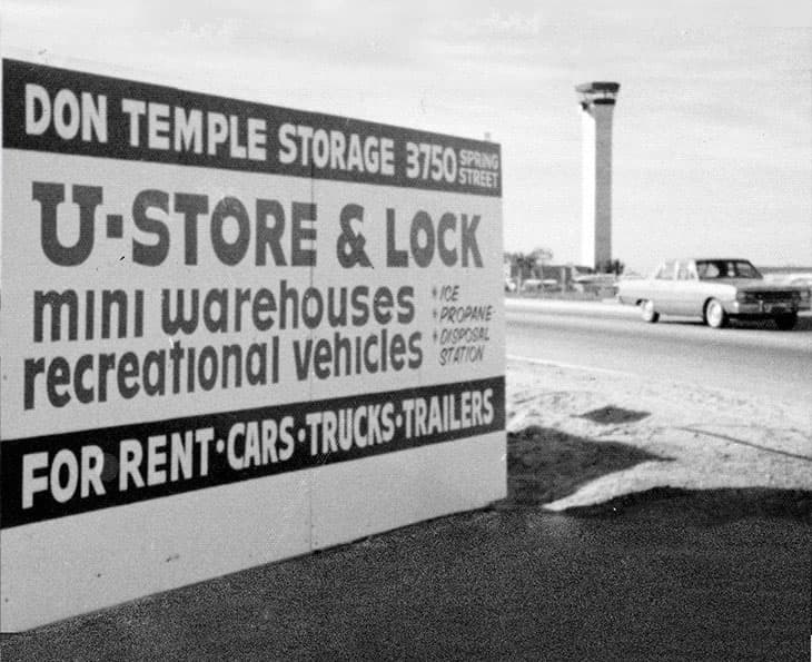 Vintage sign for Don Temple Storage U-Store & Lock at 3750 Spring Street, Long Beach, circa 1960s